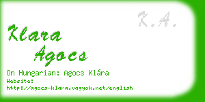 klara agocs business card